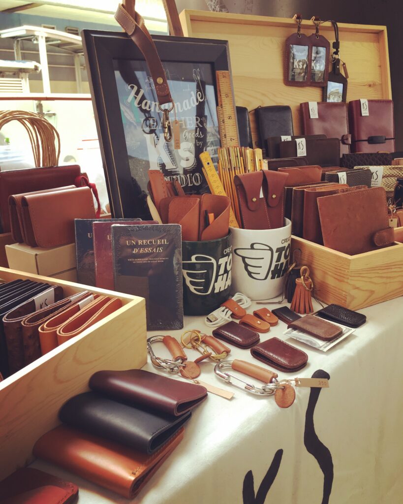 leather marketing on the booth